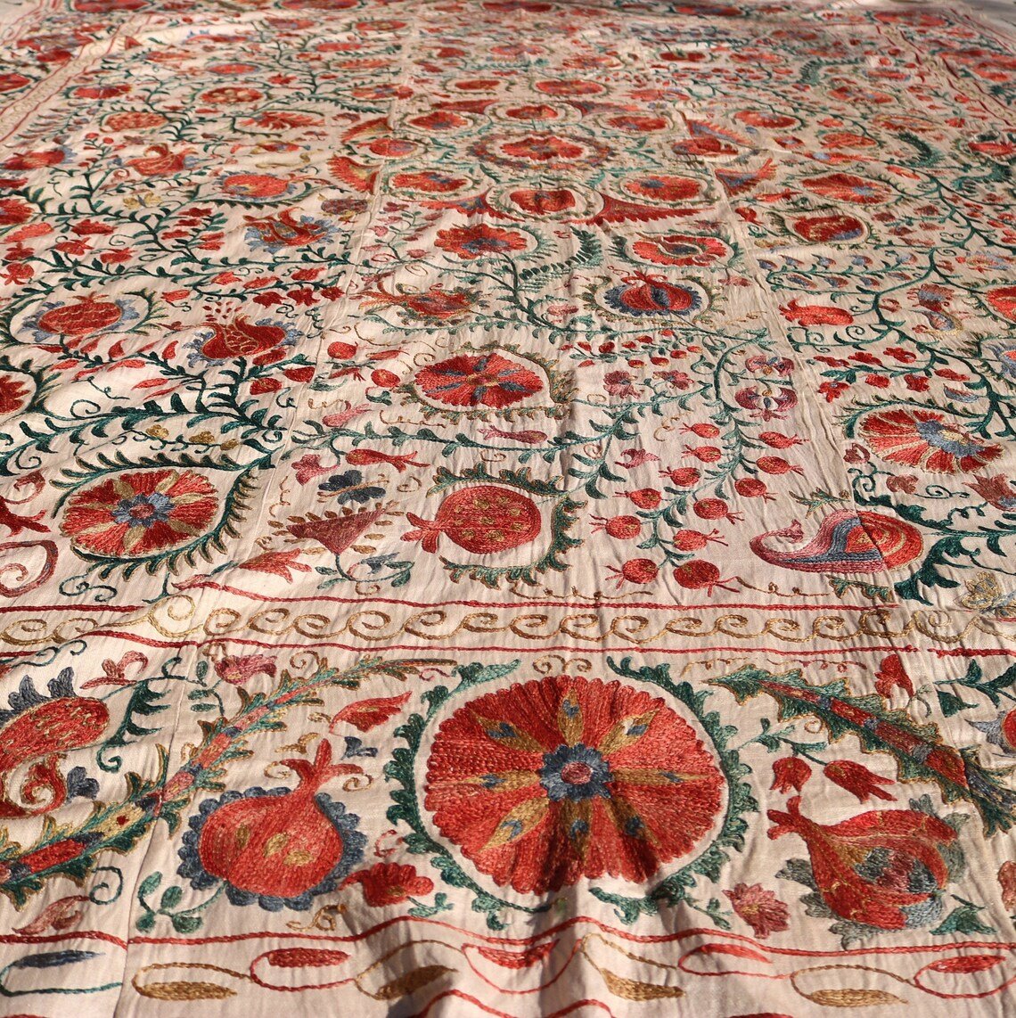 Uzbek Suzani Embroidery Unique Handmade Suzani Minzifa Suzani