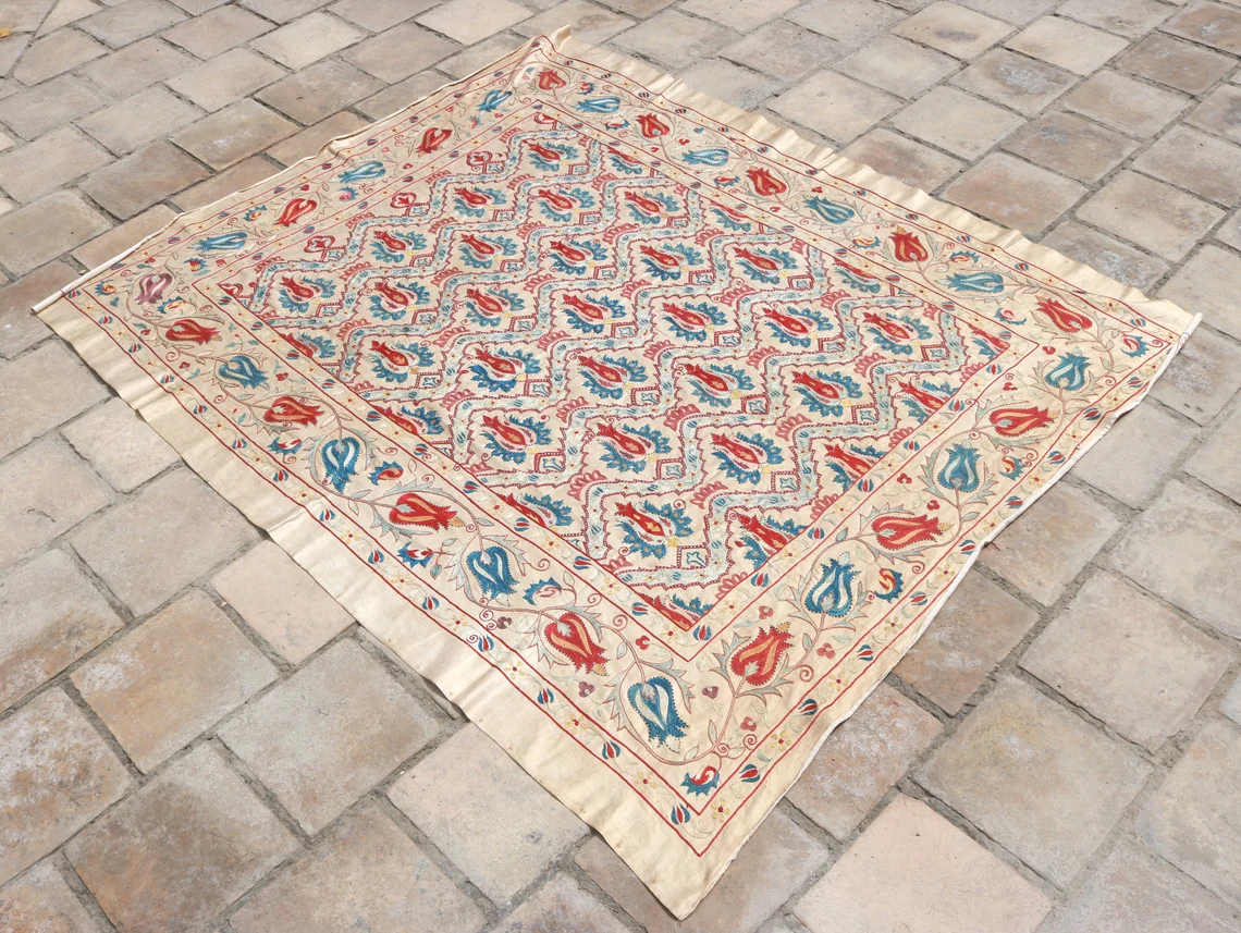 MS1624-77 Uzbek Suzani Embroidery. Unique and Distinctive Handmade Suzani.