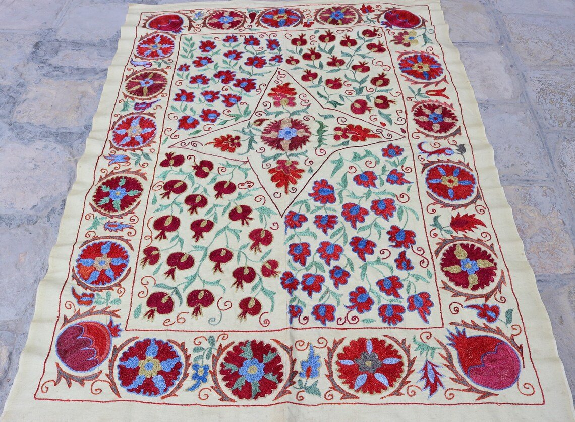 silk suzani wall hanging