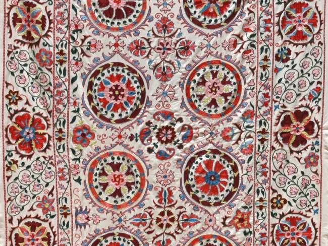 Suzani Embroidery. Classic Uzbek Silk Suzani. Unique Handwork