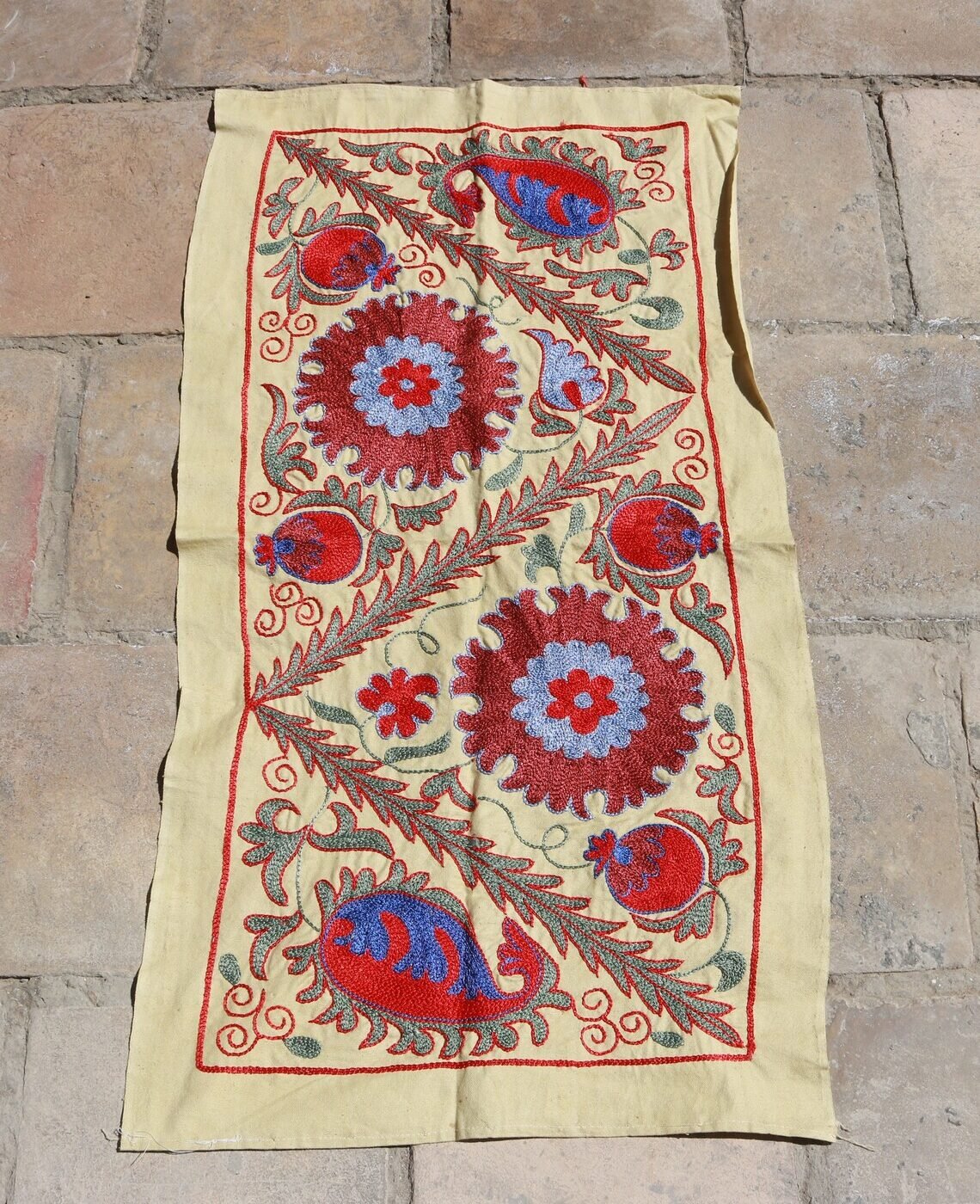 il_1140xN.5313716463_bplp Silk Suzani Embroidery. Unique and Distinctive Embroidery. Suzani Wall Hanging, Suzani Tablecloth, Suzani Bed Cover, Style Antique Suzani.