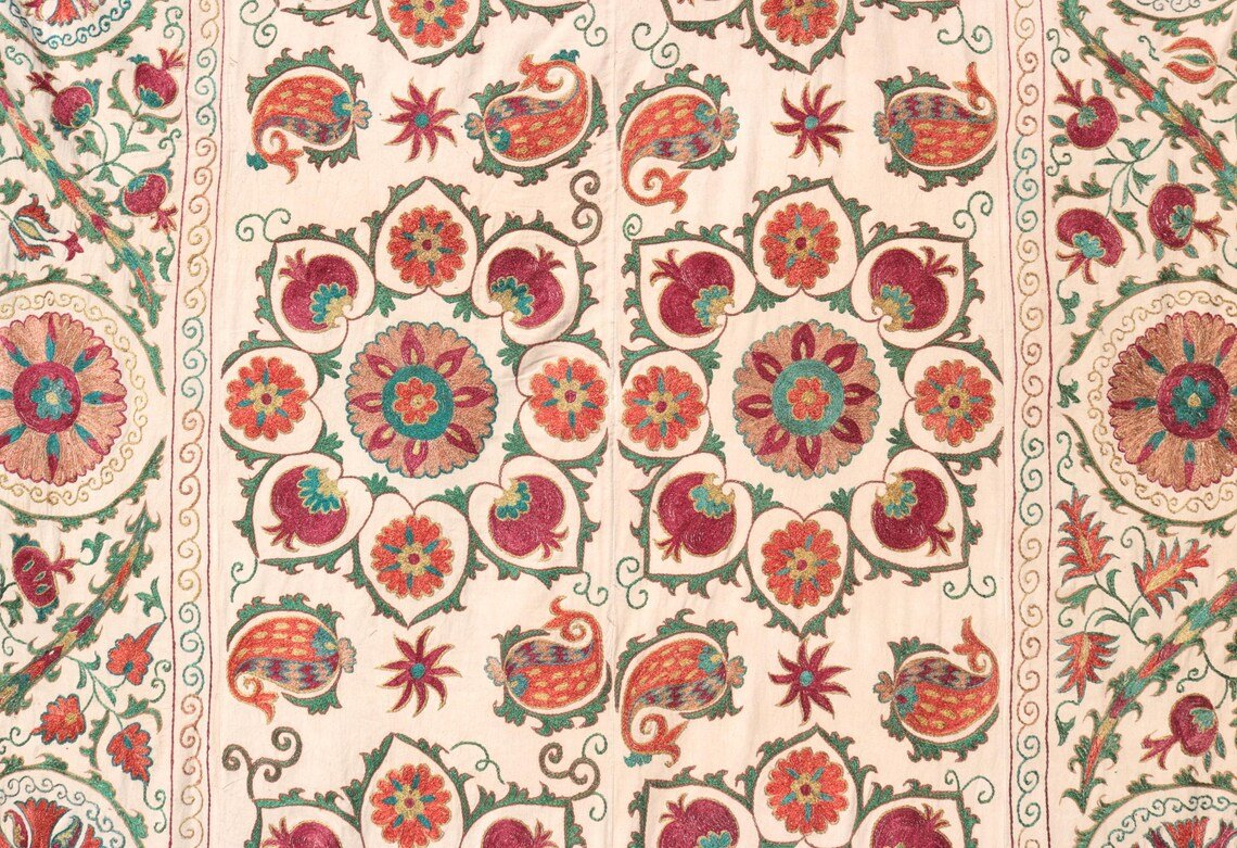 Uzbek Suzani Embroidery. Exquisite Handmade Suzani.