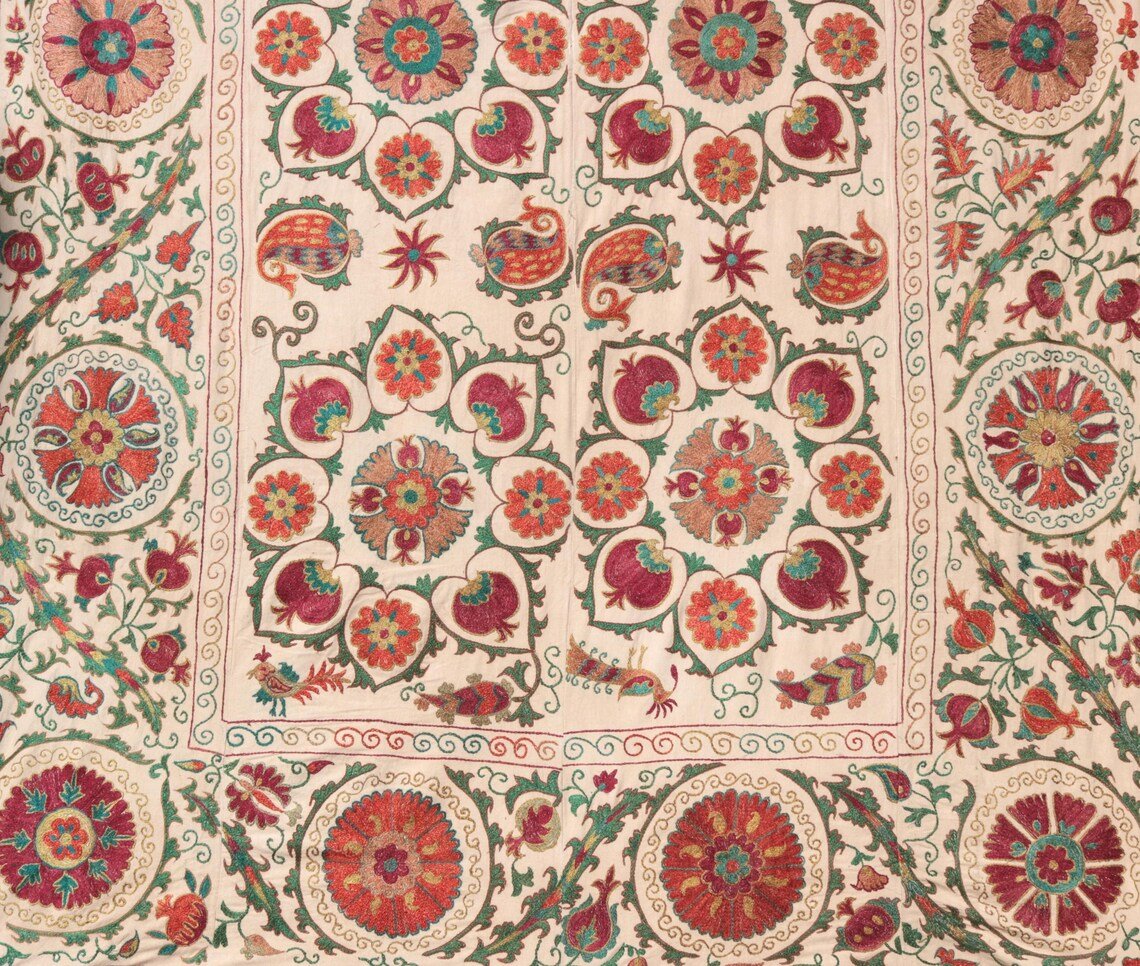 Uzbek Suzani Embroidery. Exquisite Handmade Suzani.