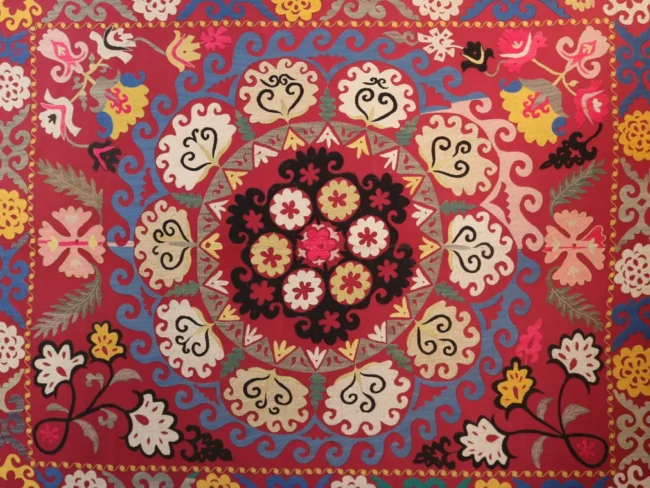 Suzani Vintage Boho Wall Decor, Uzbek Handmade Silk Embroidery, Suzani Fabric, Ethnic Wall hanging,Tapestry, Suzani Bedcover, Tablecloth