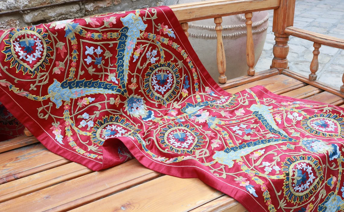 Suzani,Uzbek handmade embroidery. Table runners. The finest handmade table runner. Wall hanging, tablecloth.