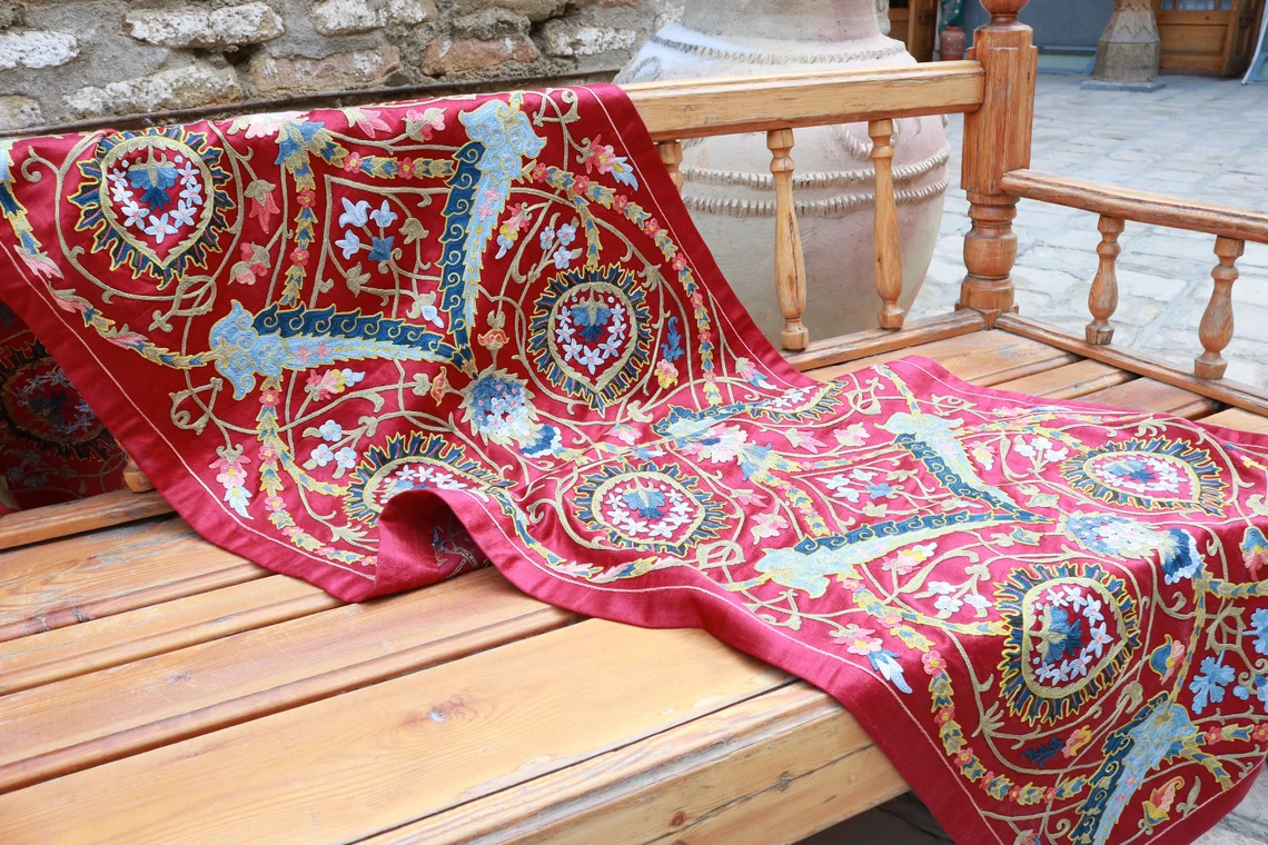 Suzani,Uzbek handmade embroidery. Table runners. The finest handmade table runner. Wall hanging, tablecloth.