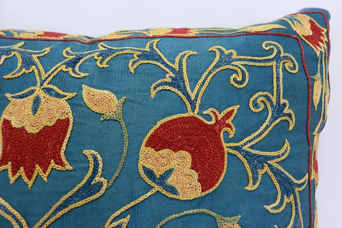 Uzbek Embroidery Suzani Pillow, Suzani Throw Pillow, Suzani Cushion Cover, Suzani Pillow Cover, Hand Embroidery Suzani Pillow, Best Sale