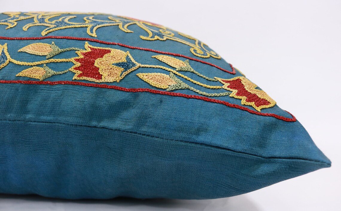 Uzbek Embroidery Suzani Pillow, Suzani Throw Pillow, Suzani Cushion Cover, Suzani Pillow Cover, Hand Embroidery Suzani Pillow, Best Sale