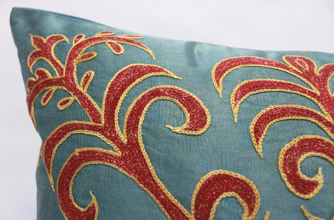 Uzbek Embroidery Suzani Pillow, Suzani Throw Pillow, Suzani Cushion Cover, Suzani Pillow Cover, Hand Embroidery Suzani Pillow, Best Sale