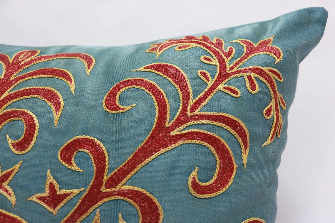 Uzbek Embroidery Suzani Pillow, Suzani Throw Pillow, Suzani Cushion Cover, Suzani Pillow Cover, Hand Embroidery Suzani Pillow, Best Sale