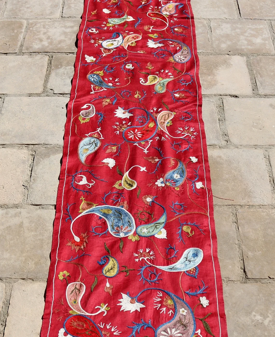 il_1140xN.3284858780_gg2z Suzani Runner Uzbek Silk embroidery,Suzani Fabric Suzani Wall Hanging, Bedspread, Bed cover, Wall hanging, Wall Decor fabric, Tablecloth