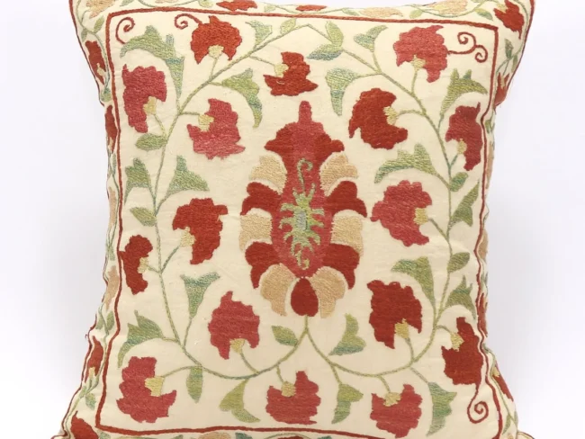 Suzani Pillow Uzbek Embroidery, Suzani Throw Pillow, Suzani Cushion Cover, Suzani Pillow Cover, Hand Embroidery Decorative Pillow-Pillowcase