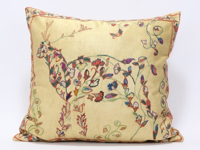 Suzani Pillow Uzbek Embroidery, Suzani Throw Pillow, Suzani Cushion Cover, Suzani Pillow Cover, Hand Embroidery Decorative Pillow-Pillowcase