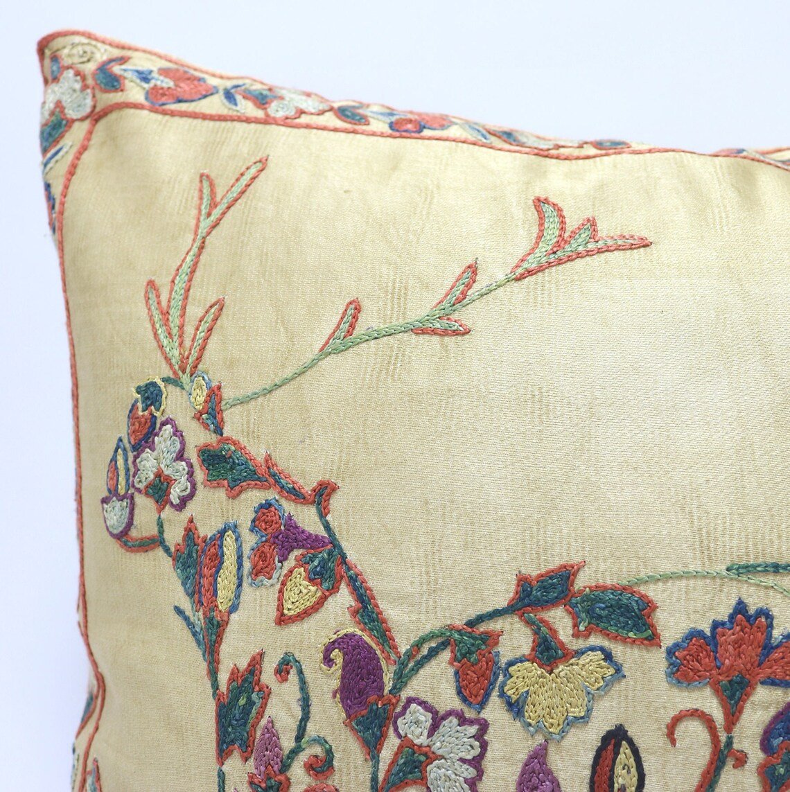 Suzani Pillow Uzbek Embroidery, Suzani Throw Pillow, Suzani Cushion Cover, Suzani Pillow Cover, Hand Embroidery Decorative Pillow-Pillowcase