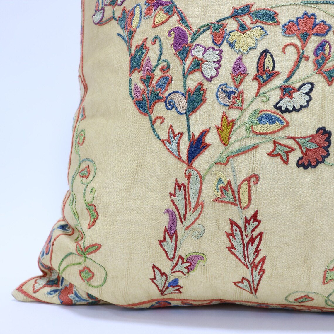 Suzani Pillow Uzbek Embroidery, Suzani Throw Pillow, Suzani Cushion Cover, Suzani Pillow Cover, Hand Embroidery Decorative Pillow-Pillowcase