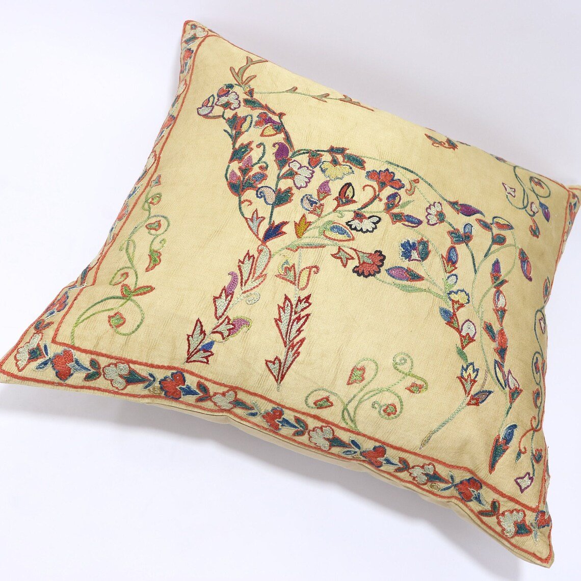 Suzani Pillow Uzbek Embroidery, Suzani Throw Pillow, Suzani Cushion Cover, Suzani Pillow Cover, Hand Embroidery Decorative Pillow-Pillowcase