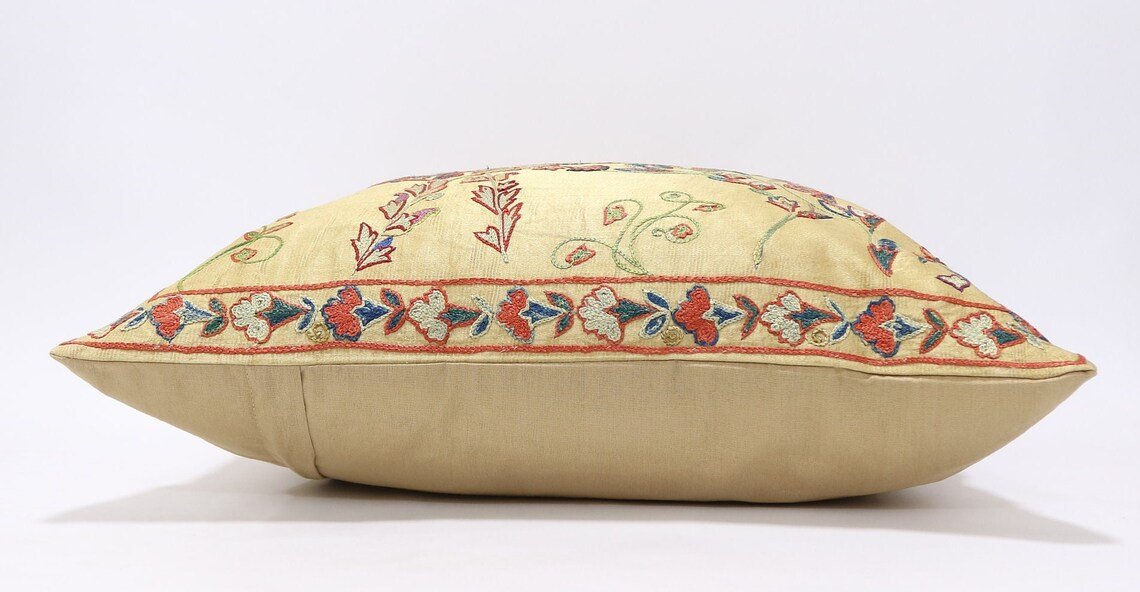 Suzani Pillow Uzbek Embroidery, Suzani Throw Pillow, Suzani Cushion Cover, Suzani Pillow Cover, Hand Embroidery Decorative Pillow-Pillowcase