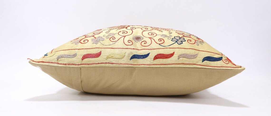 Suzani Pillow Uzbek Embroidery, Suzani Throw Pillow, Suzani Cushion Cover, Suzani Pillow Cover, Hand Embroidery Decorative Pillow-Pillowcase