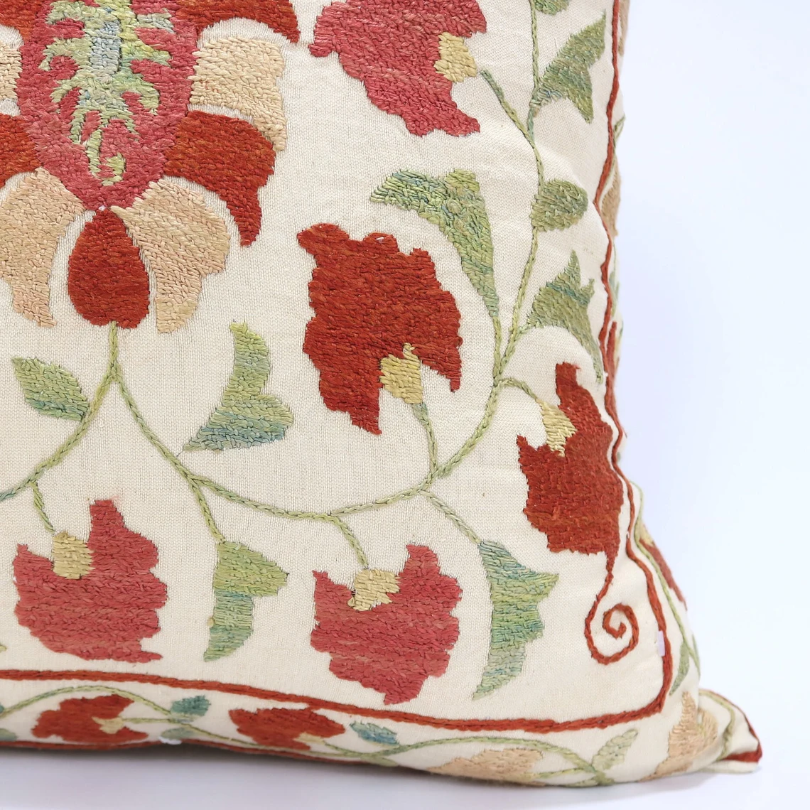 Suzani Pillow Uzbek Embroidery, Suzani Throw Pillow, Suzani Cushion Cover, Suzani Pillow Cover, Hand Embroidery Decorative Pillow-Pillowcase
