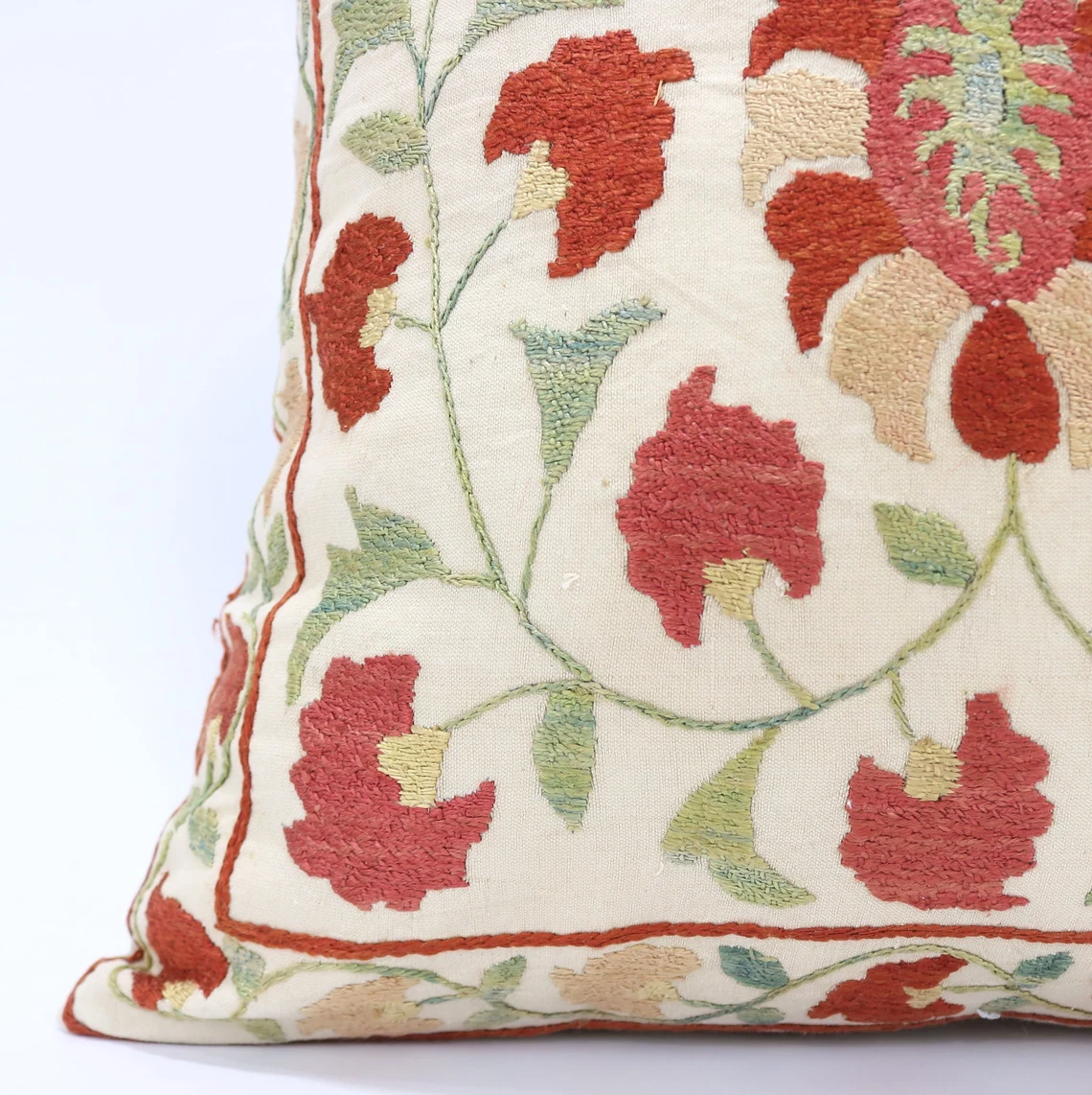 Suzani Pillow Uzbek Embroidery, Suzani Throw Pillow, Suzani Cushion Cover, Suzani Pillow Cover, Hand Embroidery Decorative Pillow-Pillowcase