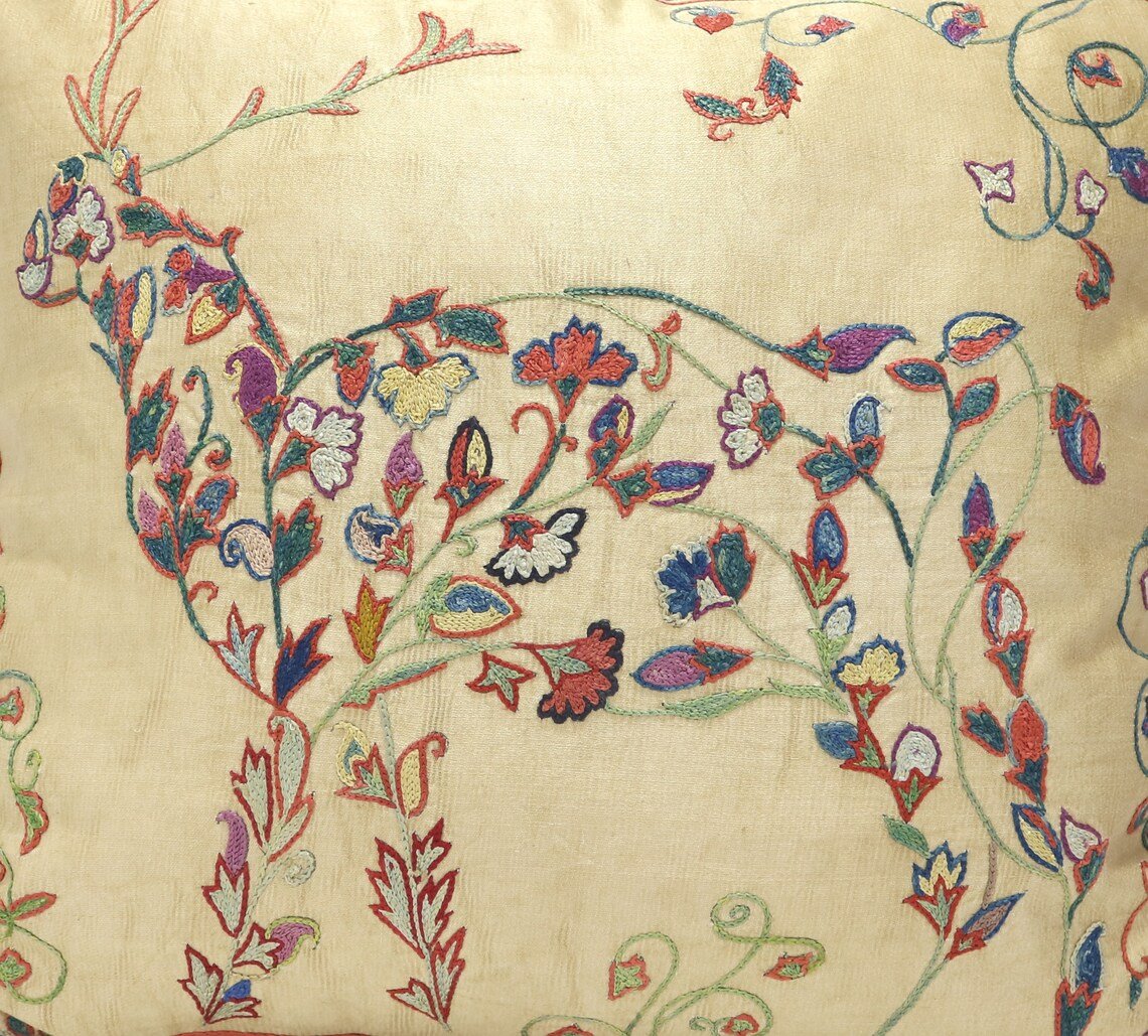 Suzani Pillow Uzbek Embroidery, Suzani Throw Pillow, Suzani Cushion Cover, Suzani Pillow Cover, Hand Embroidery Decorative Pillow-Pillowcase