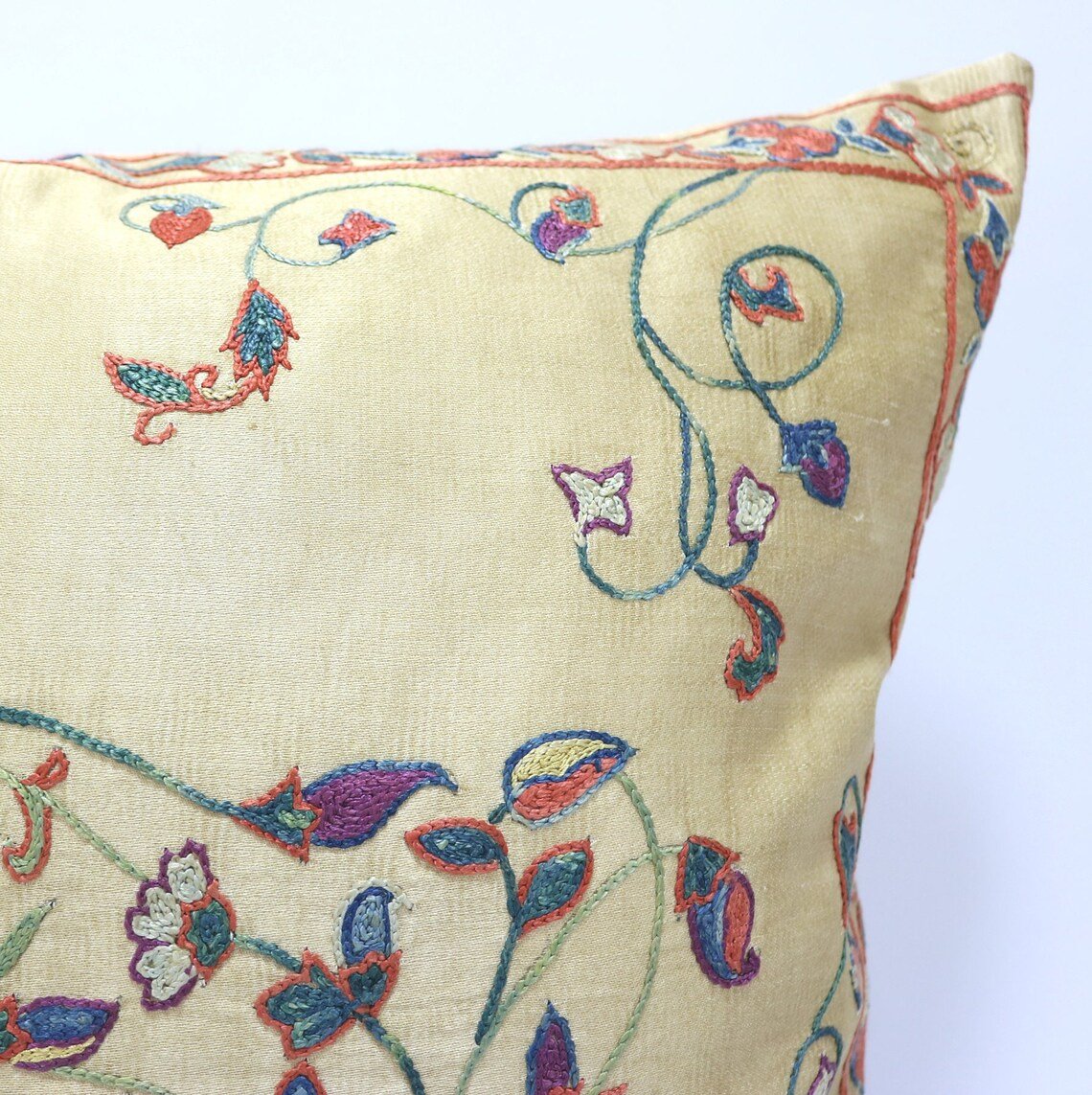 Suzani Pillow Uzbek Embroidery, Suzani Throw Pillow, Suzani Cushion Cover, Suzani Pillow Cover, Hand Embroidery Decorative Pillow-Pillowcase