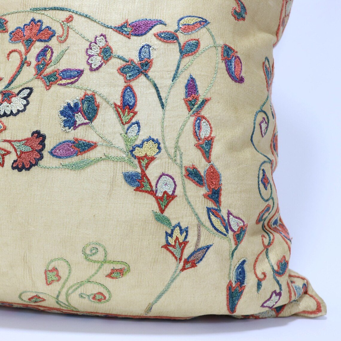Suzani Pillow Uzbek Embroidery, Suzani Throw Pillow, Suzani Cushion Cover, Suzani Pillow Cover, Hand Embroidery Decorative Pillow-Pillowcase