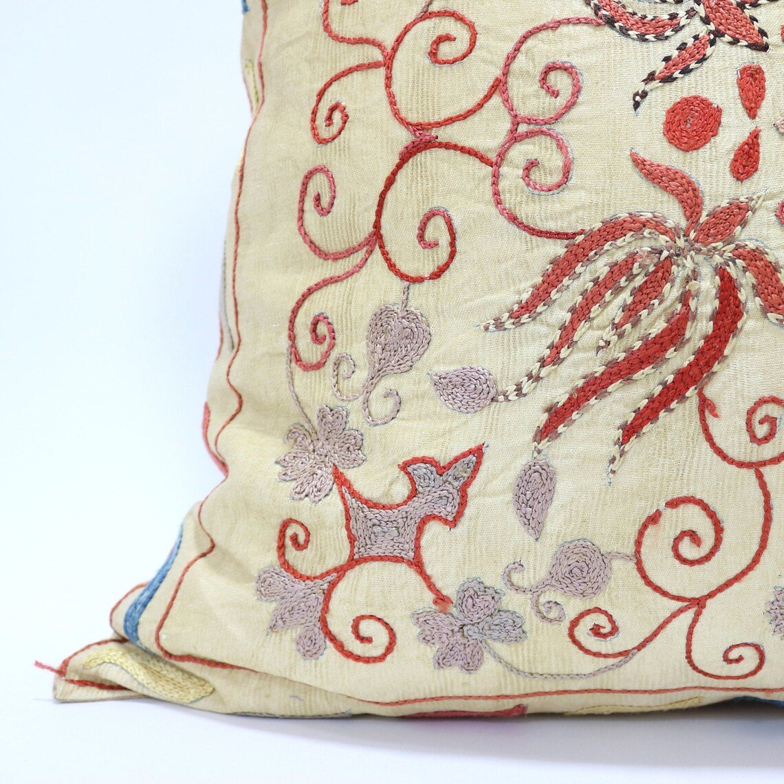 Suzani Pillow Uzbek Embroidery, Suzani Throw Pillow, Suzani Cushion Cover, Suzani Pillow Cover, Hand Embroidery Decorative Pillow-Pillowcase