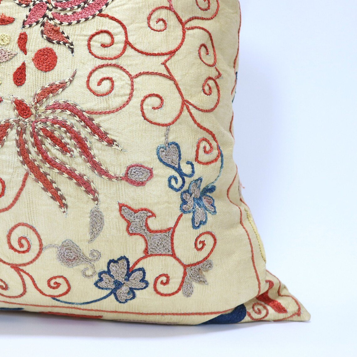 Suzani Pillow Uzbek Embroidery, Suzani Throw Pillow, Suzani Cushion Cover, Suzani Pillow Cover, Hand Embroidery Decorative Pillow-Pillowcase