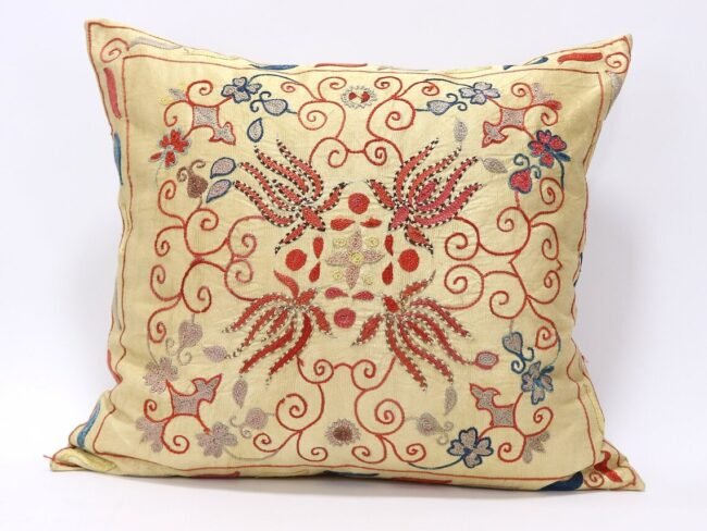 Suzani Pillow Uzbek Embroidery, Suzani Throw Pillow, Suzani Cushion Cover, Suzani Pillow Cover, Hand Embroidery Decorative Pillow-Pillowcase