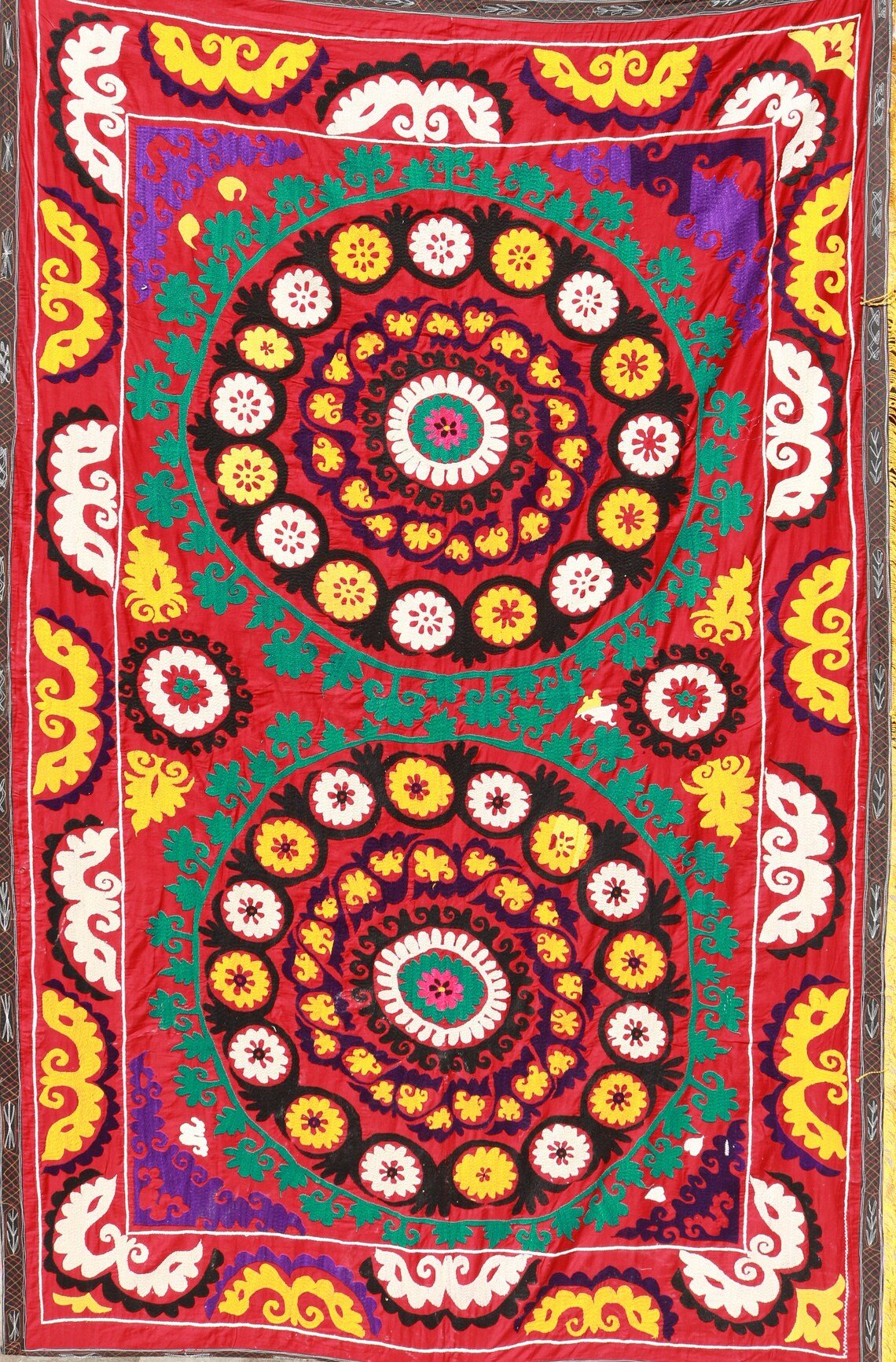 Vintage Suzani Boho Wall Decor, Uzbek Handmade Silk Embroidery, Suzani Fabric, Ethnic Wall hanging,Tapestry, Suzani Bedcover, Tablecloth