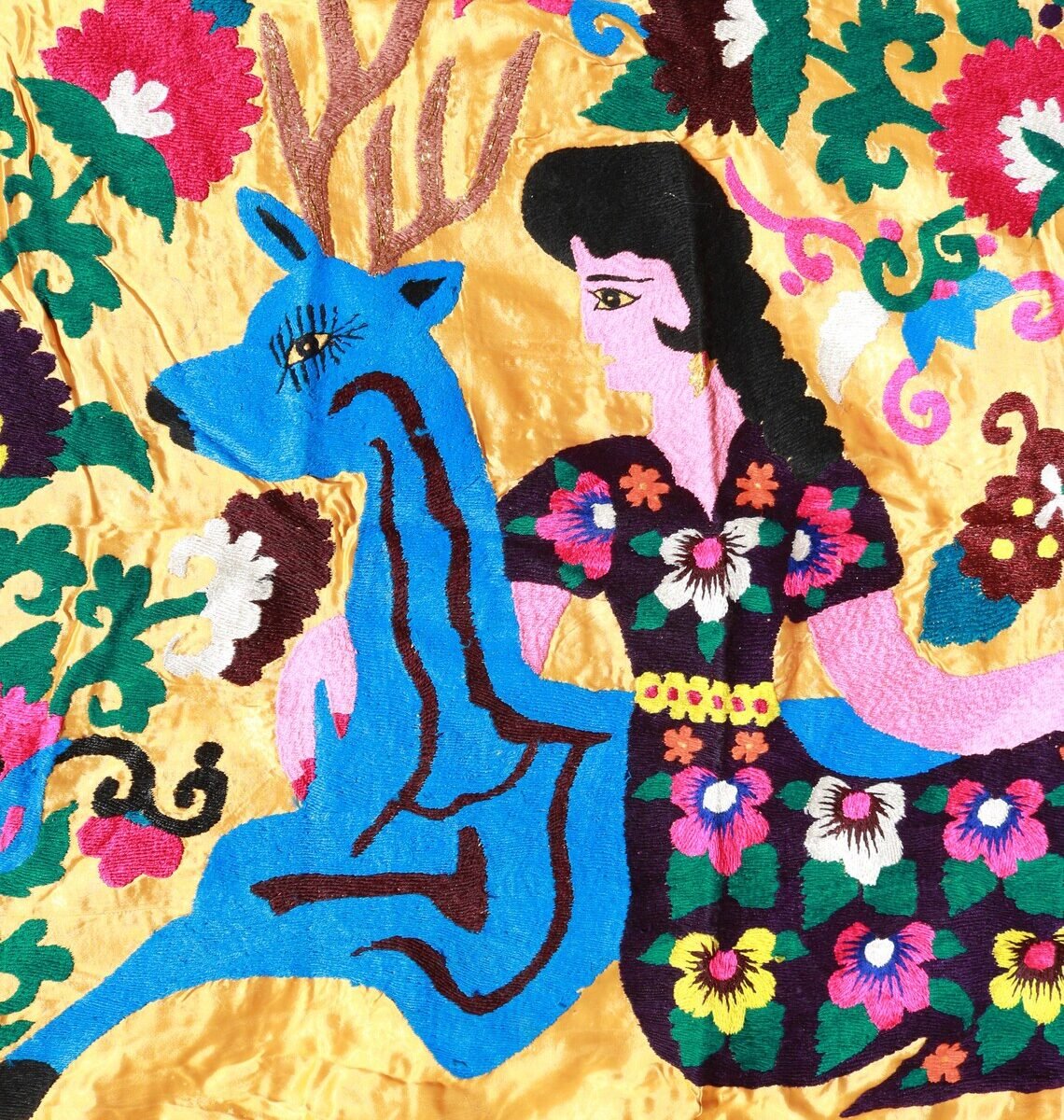 Suzani Vintage Boho Wall Decor, Uzbek Handmade Silk Embroidery, Suzani Fabric, Ethnic Wall hanging,Tapestry, Suzani Bedcover, Tablecloth