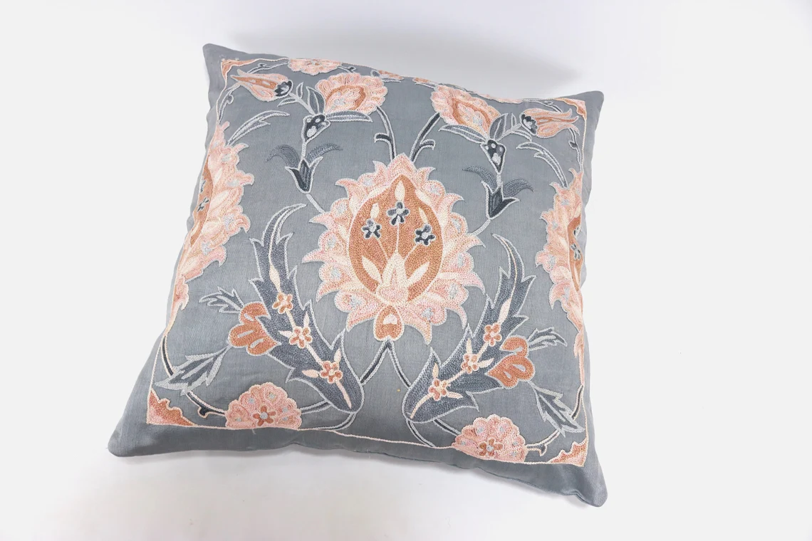 Suzani Pillow Uzbek hand embroidery Suzani Throw Pillow, Suzani Cushion Cover Suzani Pillow Cover Hand Embroidery Pillow Best Sale