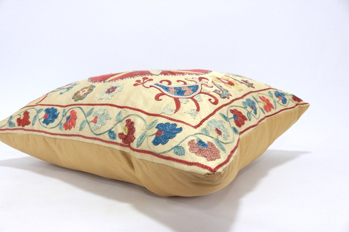 Suzani Pillow Uzbek hand embroidery Suzani Throw Pillow, Suzani Cushion Cover Suzani Pillow Cover Hand Embroidery Pillow Best Sale