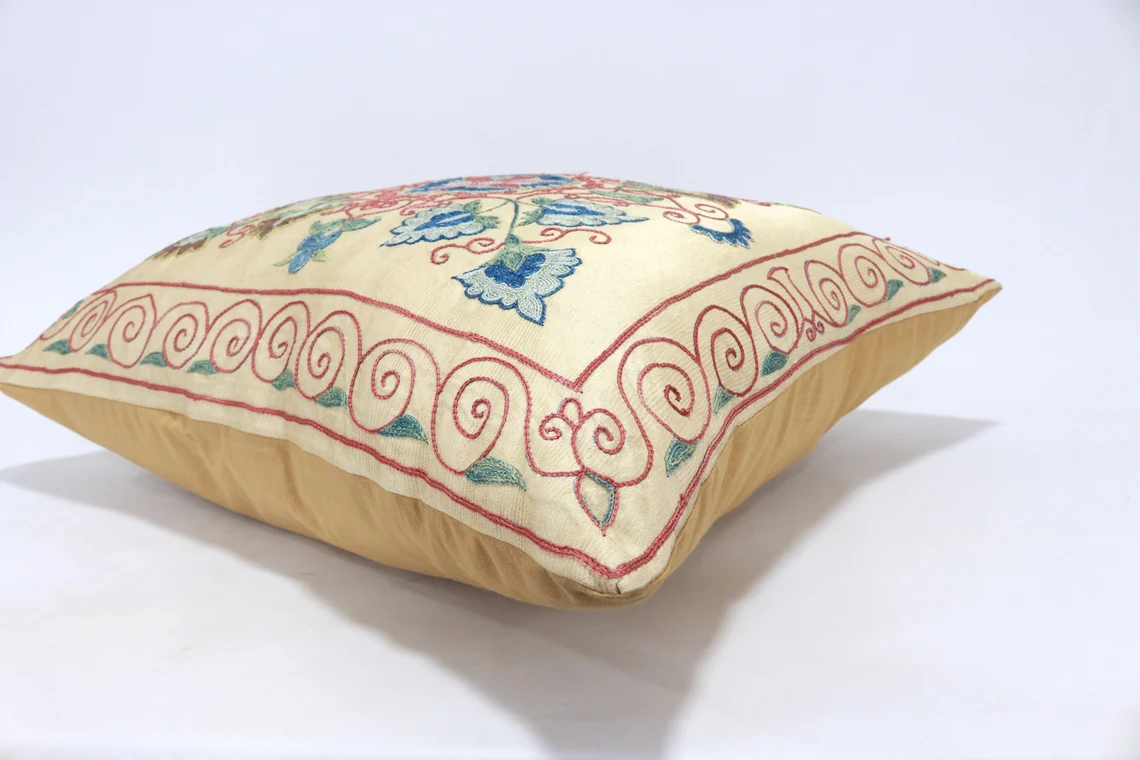 Suzani Pillow Uzbek hand embroidery Suzani Throw Pillow, Suzani Cushion Cover Suzani Pillow Cover Hand Embroidery Pillow Best Sale