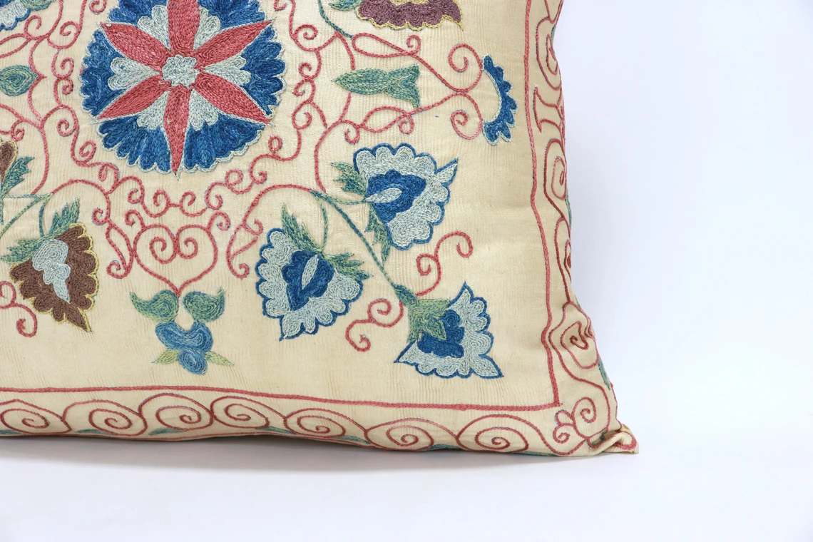 Suzani Pillow Uzbek hand embroidery Suzani Throw Pillow, Suzani Cushion Cover Suzani Pillow Cover Hand Embroidery Pillow Best Sale