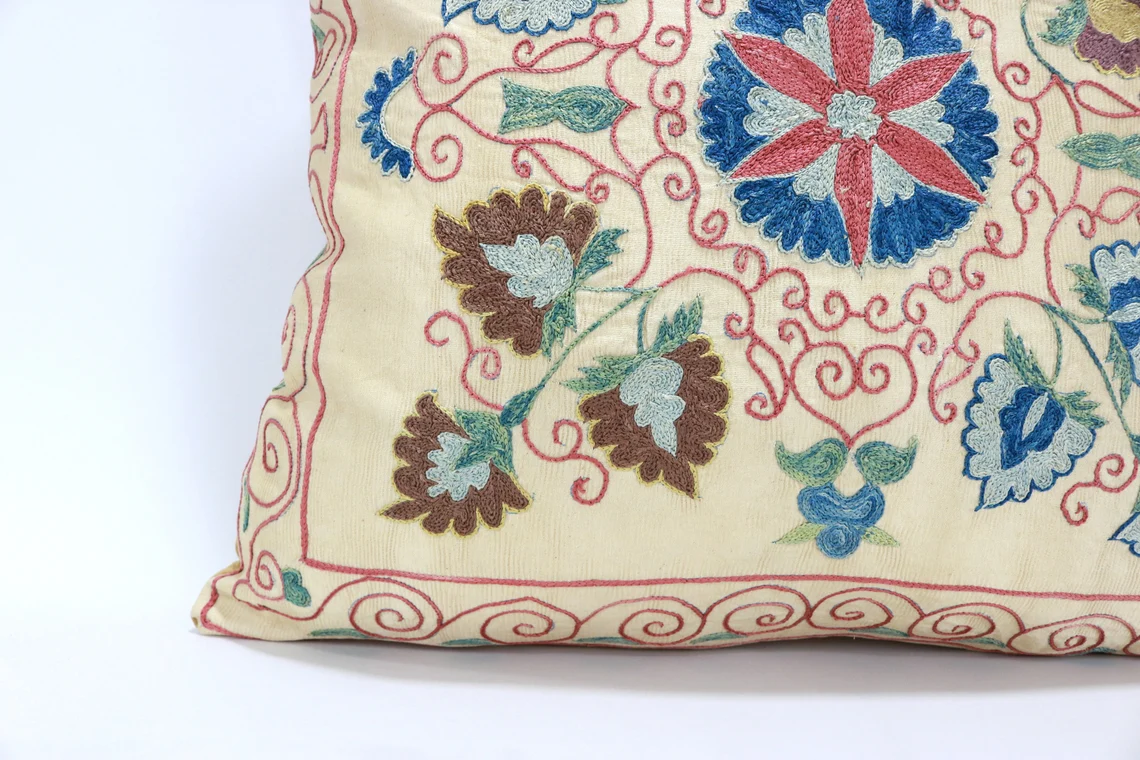 Suzani Pillow Uzbek hand embroidery Suzani Throw Pillow, Suzani Cushion Cover Suzani Pillow Cover Hand Embroidery Pillow Best Sale