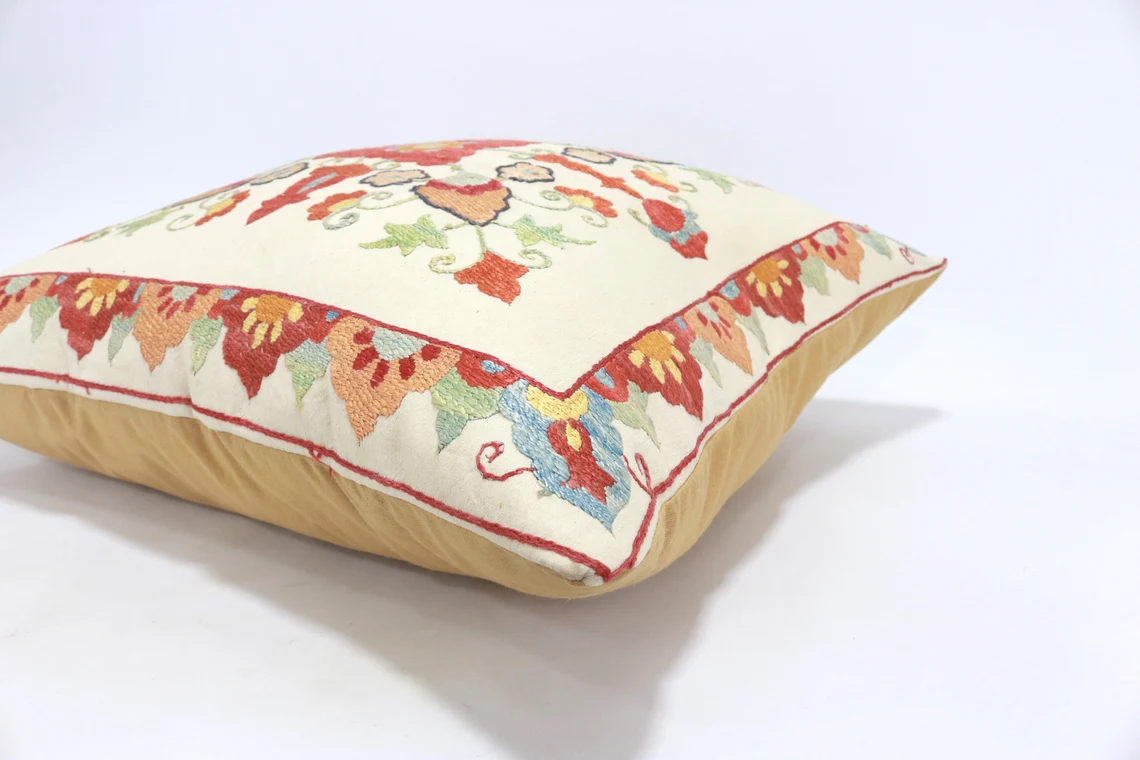 Suzani Pillow Uzbek hand embroidery Suzani Throw Pillow, Suzani Cushion Cover Suzani Pillow Cover Hand Embroidery Pillow Best Sale