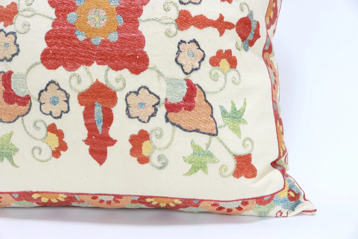 Suzani Pillow Uzbek hand embroidery Suzani Throw Pillow, Suzani Cushion Cover Suzani Pillow Cover Hand Embroidery Pillow Best Sale