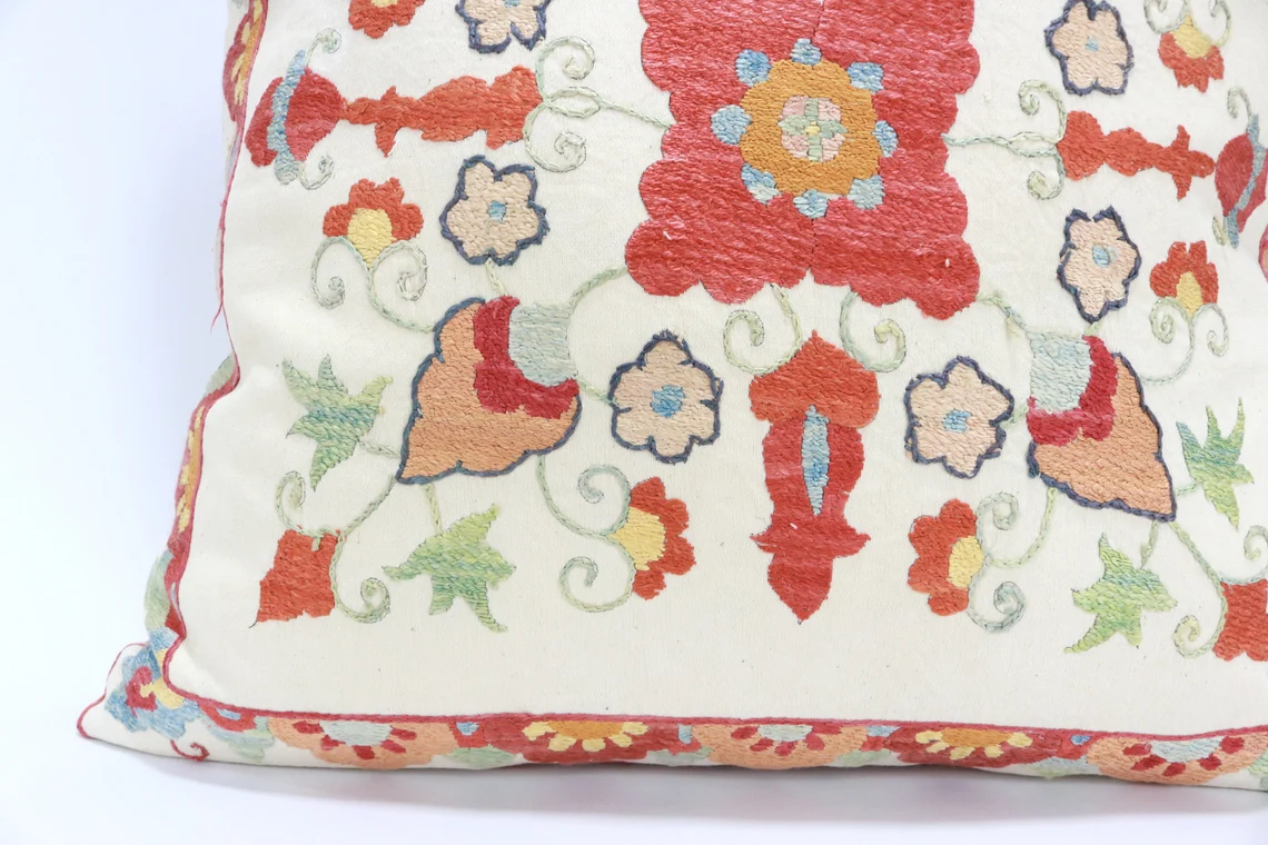 Suzani Pillow Uzbek hand embroidery Suzani Throw Pillow, Suzani Cushion Cover Suzani Pillow Cover Hand Embroidery Pillow Best Sale