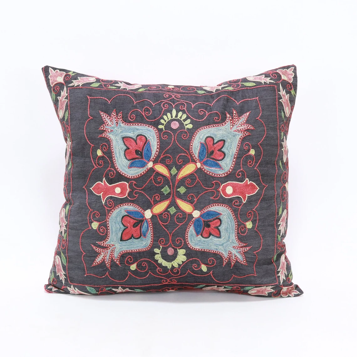 Suzani Pillow Uzbek hand embroidery Suzani Throw Pillow, Suzani Cushion Cover Suzani Pillow Cover Hand Embroidery Pillow Best Sale
