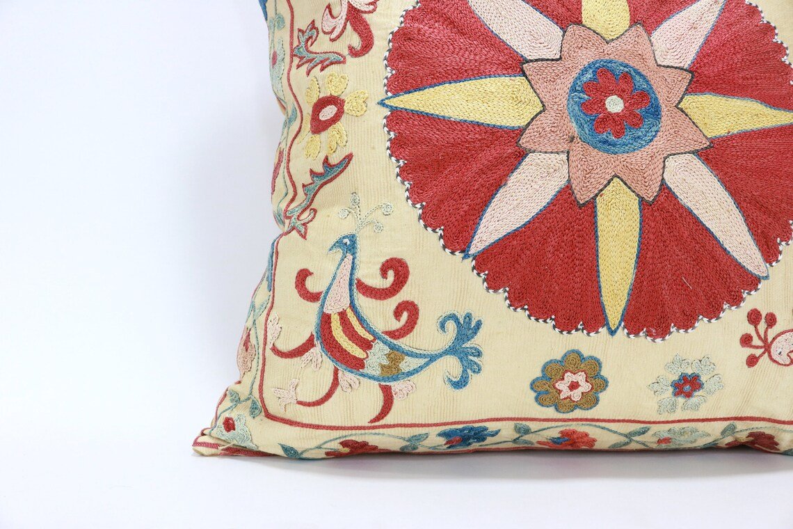 Suzani Pillow Uzbek hand embroidery Suzani Throw Pillow, Suzani Cushion Cover Suzani Pillow Cover Hand Embroidery Pillow Best Sale