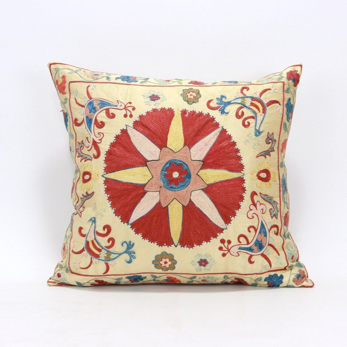 Suzani Pillow Uzbek hand embroidery Suzani Throw Pillow, Suzani Cushion Cover Suzani Pillow Cover Hand Embroidery Pillow Best Sale