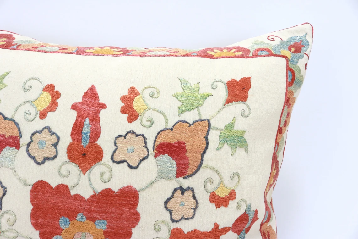 Suzani Pillow Uzbek hand embroidery Suzani Throw Pillow, Suzani Cushion Cover Suzani Pillow Cover Hand Embroidery Pillow Best Sale
