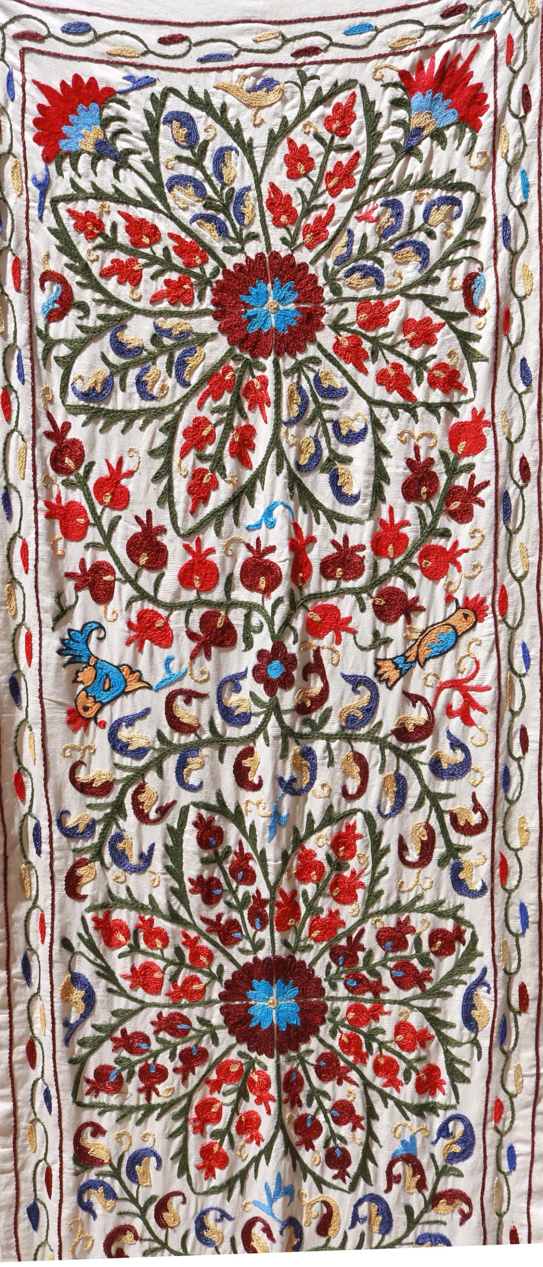 Suzani Runner Uzbek Silk embroidery,Suzani Fabric Suzani Wall Hanging, Bedspread, Bed cover, Wall hanging, Wall Decor fabric, Tablecloth