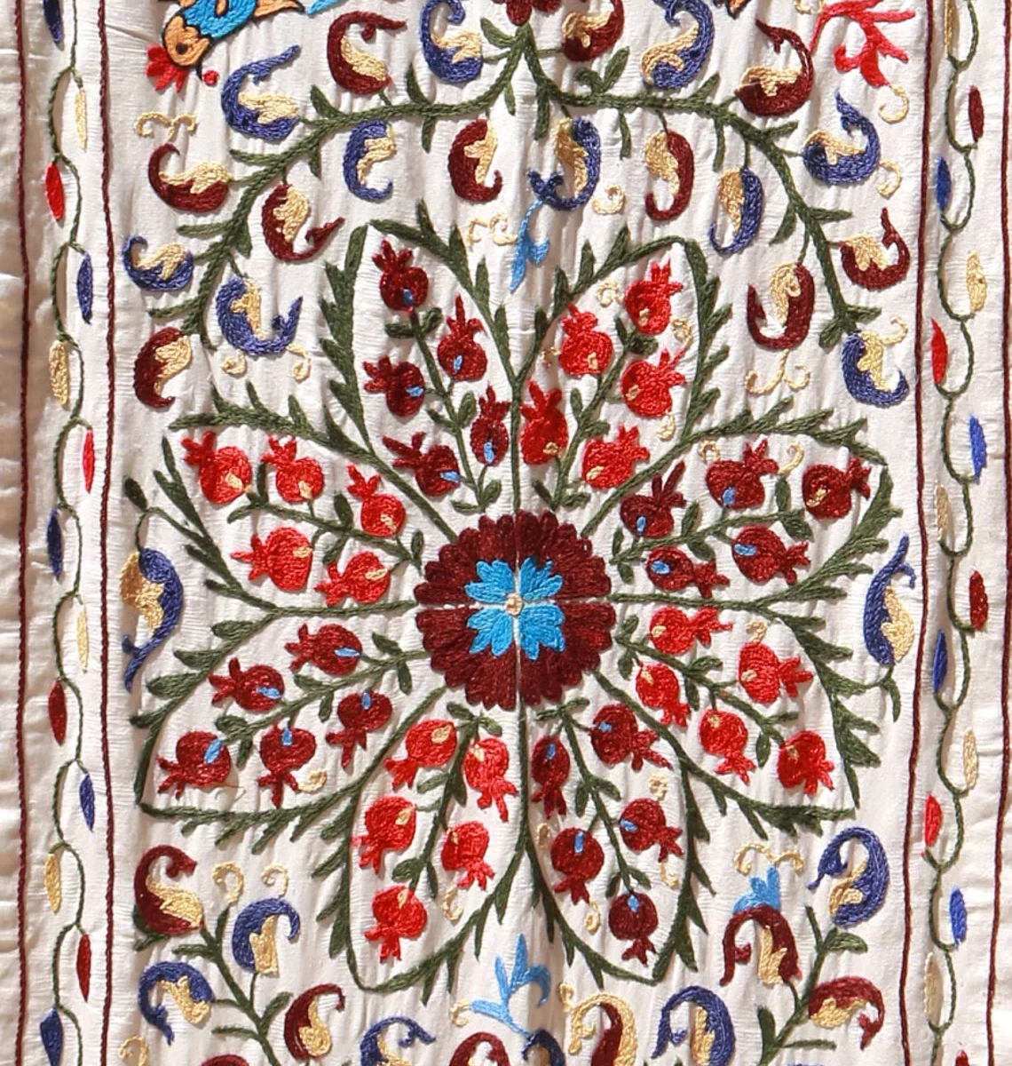 Suzani Runner Uzbek Silk embroidery,Suzani Fabric Suzani Wall Hanging, Bedspread, Bed cover, Wall hanging, Wall Decor fabric, Tablecloth