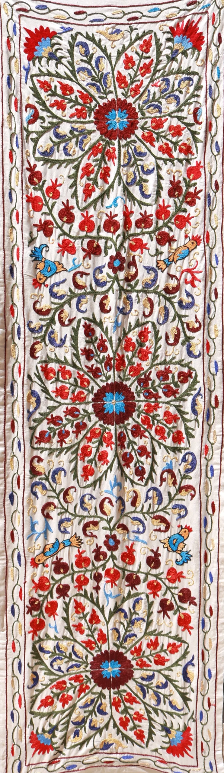 Suzani Runner Uzbek Silk embroidery,Suzani Fabric Suzani Wall Hanging, Bedspread, Bed cover, Wall hanging, Wall Decor fabric, Tablecloth