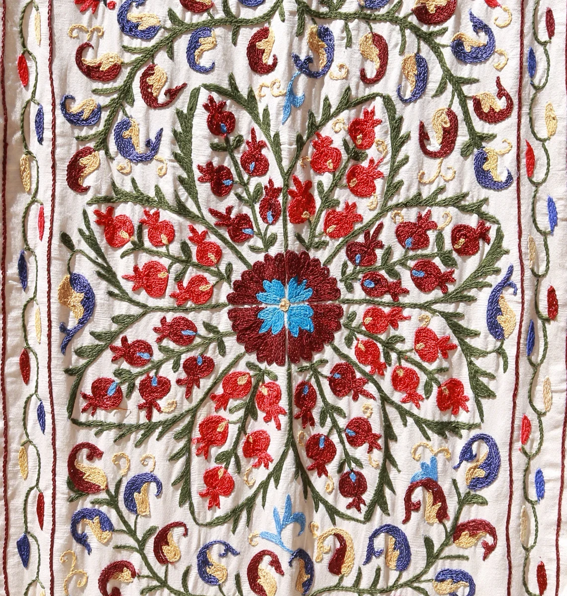 Suzani Runner Uzbek Silk embroidery,Suzani Fabric Suzani Wall Hanging, Bedspread, Bed cover, Wall hanging, Wall Decor fabric, Tablecloth