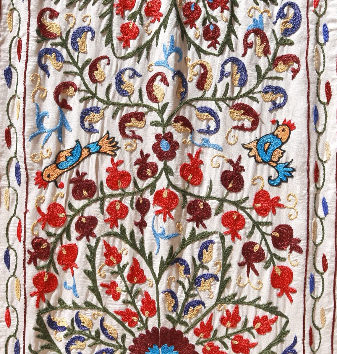Suzani Runner Uzbek Silk embroidery,Suzani Fabric Suzani Wall Hanging, Bedspread, Bed cover, Wall hanging, Wall Decor fabric, Tablecloth