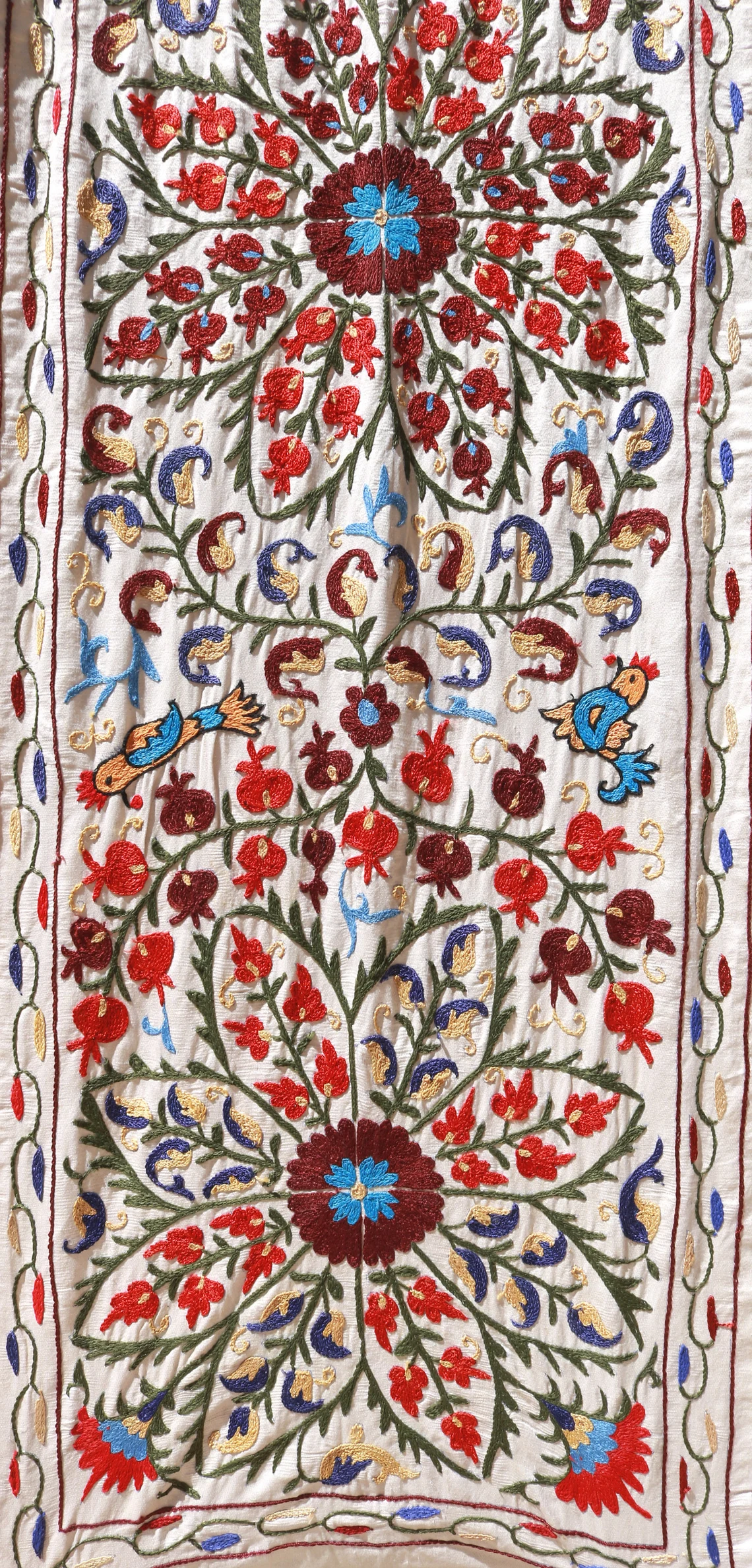 Suzani Runner Uzbek Silk embroidery,Suzani Fabric Suzani Wall Hanging, Bedspread, Bed cover, Wall hanging, Wall Decor fabric, Tablecloth